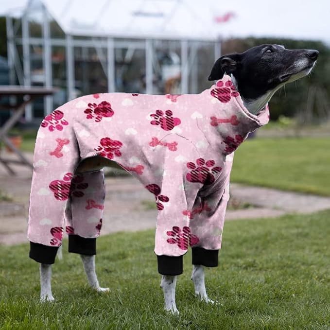 Cnkwei Dog Pajamas Medium Large Dog Paw Printed Greyhound Pajamas Jumpsuit Bodysuit