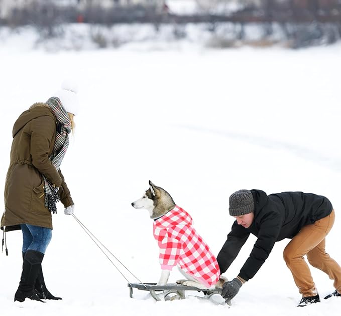 GreenJoy Plaid Dog Sweaters Hoodies Sweatshirts for Dogs Cats, Warm and Soft Cold Weater Coats for Christmas (Pink, X-Small)