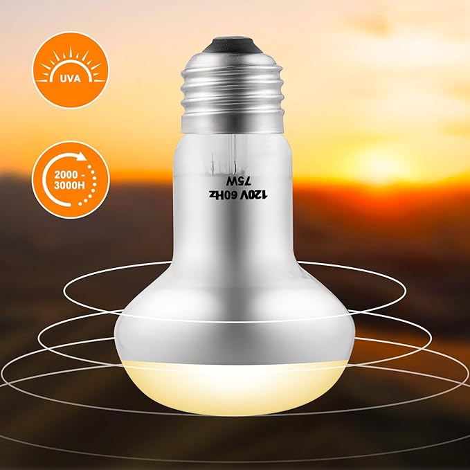 2 Pack 75W Reptile Heat Lamp Bulbs Reptile Heat Bulbs, UVA Basking Bulb and Infrared Light Bulb Combo, Basking Light for Bearded Dragon, Turtles, Snake and Lizard
