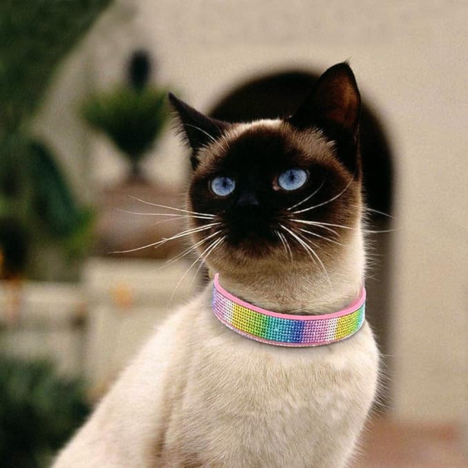 Cute Dog Collar with Bling Rhinestone, Fancy Crystal Diamond Glitter Pretty Jewel Soft Cat Collars for Small Medium Large Breed Dogs Girl Female Pet Puppy Kitten Terrier (XXS, Pink3)