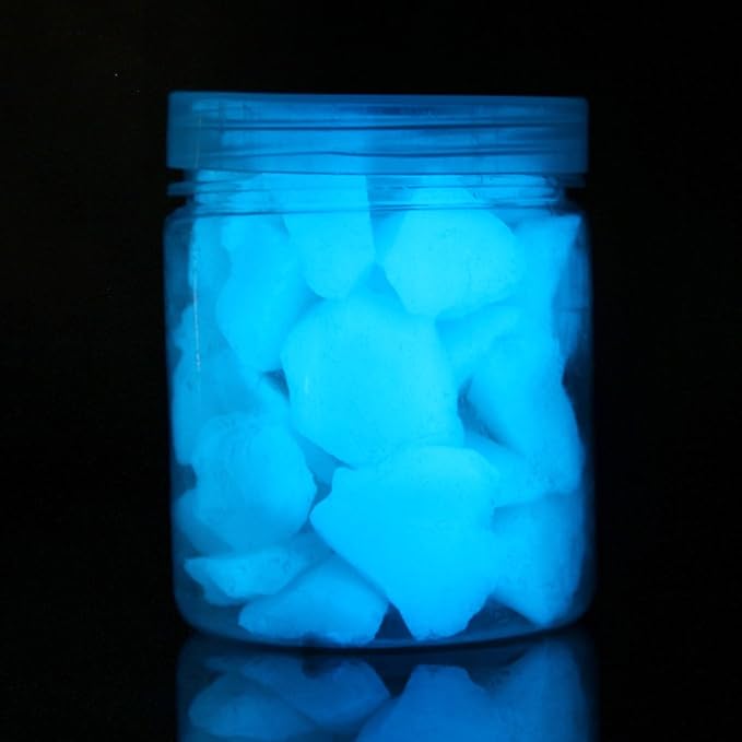 Shiny Stone Glow in The Dark Gravel Stones Rocks, Aquarium Gravel, Glow Rocks Stones,Decorative Rocks for Fish Tank Aquarium Garden Planter Landscape Decoration,280g/10oz (15-22mm, Sky Blue)