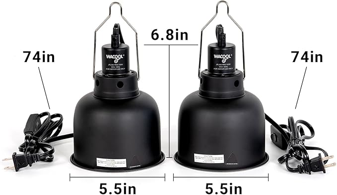 Reptile Light Fixture 2 Pack, 5.5 in Deep Dome Reptile Heat Lamp Fixture, Optical Reflection Terrarium Light Fixture for Reptile UVB UVA Heat Basking Bulbs