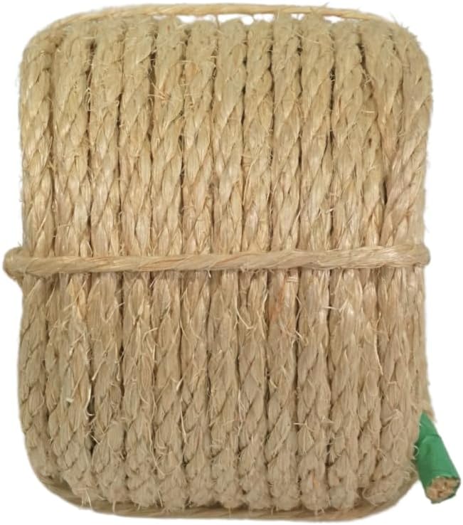 Premium Brazilian Sisal Rope, Natural Fiber 100% Sisal, Ultra Durable, Chemical-Free, Ideal for DIY, Cats, Scratching Post Replacement, Home Decor, Garden, Crafting (1/4” 50 ft / 6mm 15m)