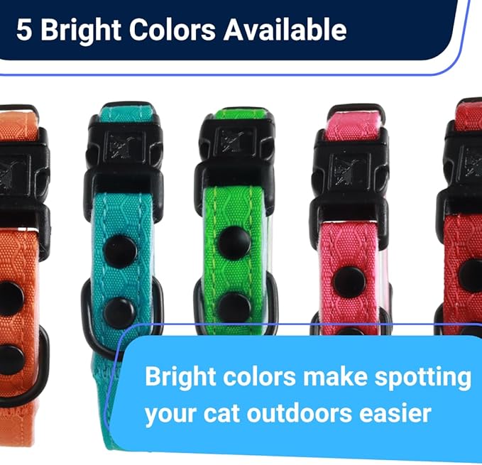 OutdoorBengal Durable Cat Collar Breakaway with Soft Padding for Medium to Large Cats - Thin Heavy Duty Tactical Fabric, Comfortable, Quick Release Breakaway Cat Collars, No Bell Collar (Blue, Adult)