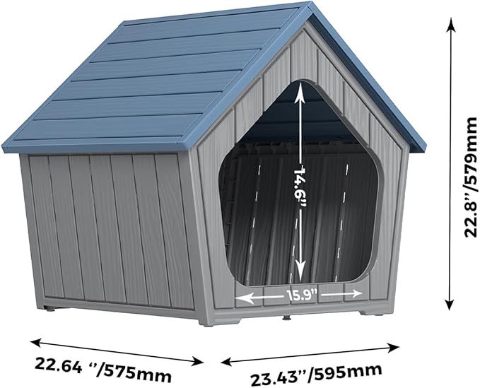 DRATO Dog House Indoor Outdoor - Weather-Resistant Resin Pet Shelter for Patio, Porch, Living Room