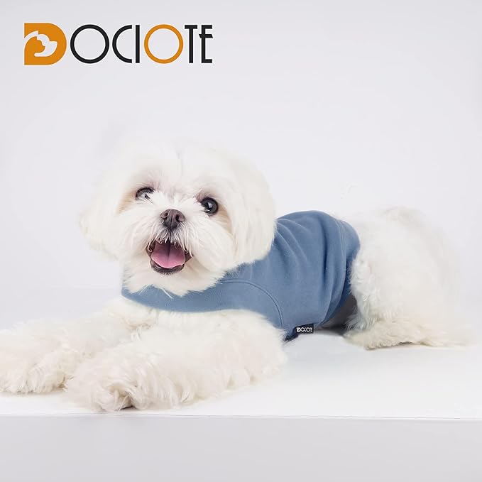 Dociote Soft Fleece Dog Sweatshirt - Warm Pet Sweaters Clothes for Small & Medium Dogs & Cats - Comfortable Winter Clothes for Cold Weather (Grey-Blue, S)
