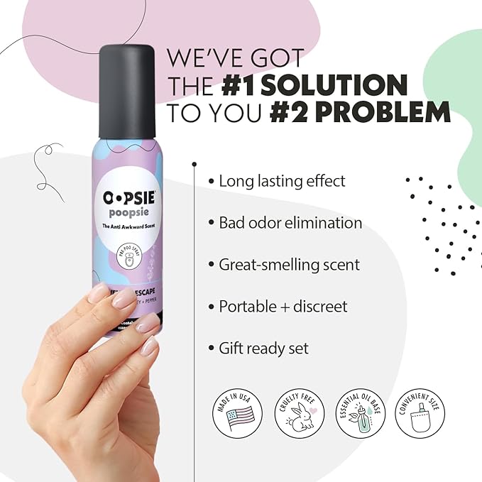 Lavender Escape Before & After You Go Toilet Spray 2oz - Portable Odor Eliminator