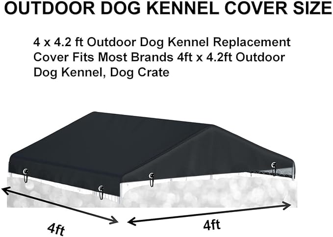 Outdoor Dog Kennel Cover 4.2 ft x 4.2 ft Made of 600D Waterproof Oxford Fabric - Black Replacement(Sold only Kennel Cover Without Frame)