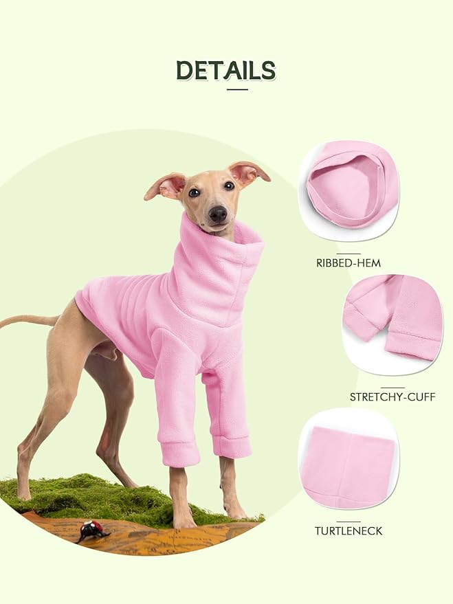 Dog Fleece Sweater Turtleneck Long Sleeve Pullover Sweatshirt Warm Puppy Clothes for Small Medium Dogs