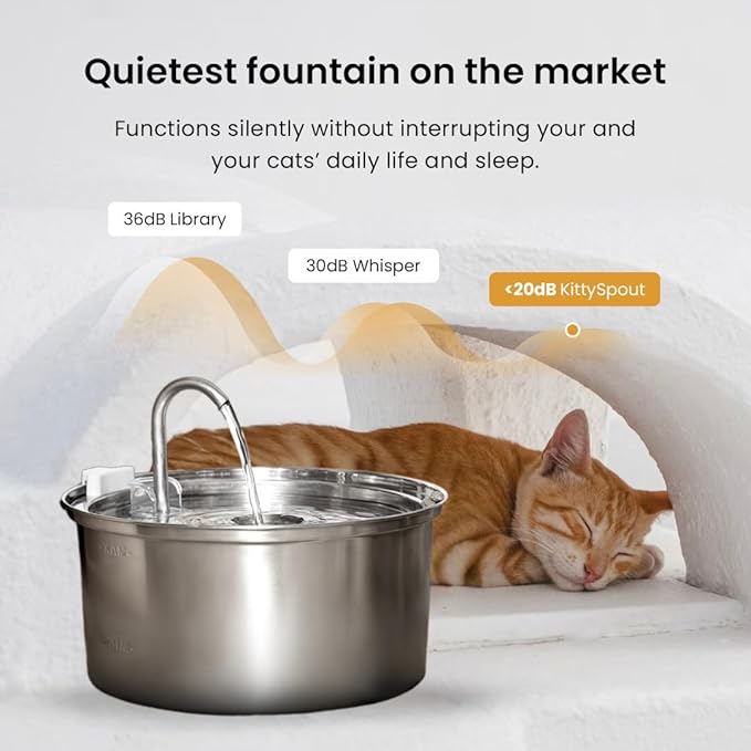 The KittySpout Stainless Steel Wireless Cat Water Fountain, 4L/108oz