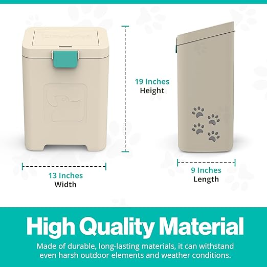 PawPail Pet Waste Station, Heavy Duty Outdoor Dog Poop Trash Can with Carbon Air Filter & DualVent Odor Control, UV & Weather Resistant | Includes 200 Pet Waste Bags