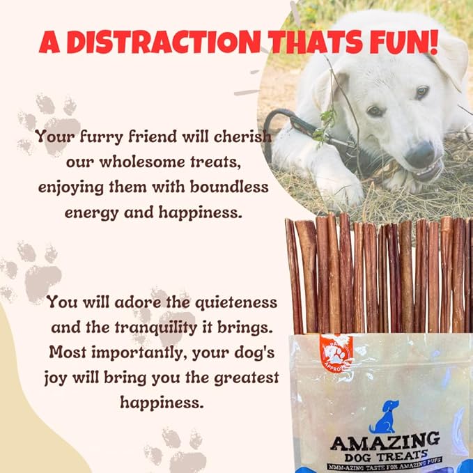 Amazing Dog Treats - Bully Sticks for Small Dogs (12 Inch Small- 30 Count) - Premium Thin Junior Bully Sticks for Dogs