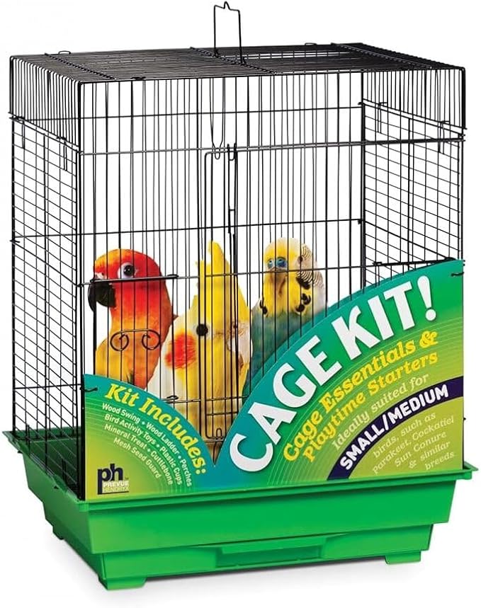 Prevue Hendryx 91321 Square Roof Bird Cage Kit, Black and Green, 5/8"