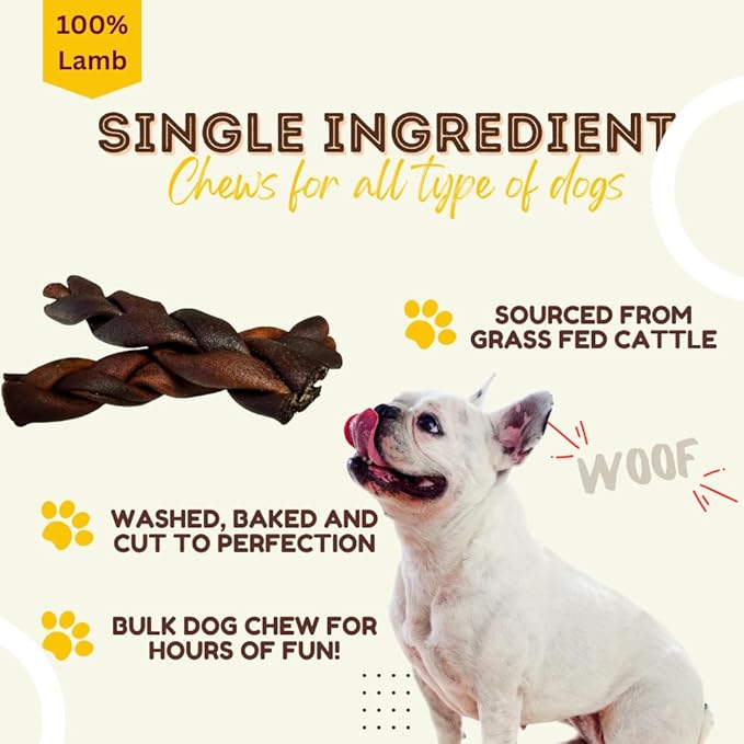 Woofley's 6 Inch Braided Collagen Sticks for Dogs - (50 Count) Bully Stick Rawhide Alternative Dog Chews No Hide Bones for Medium & Large Dogs