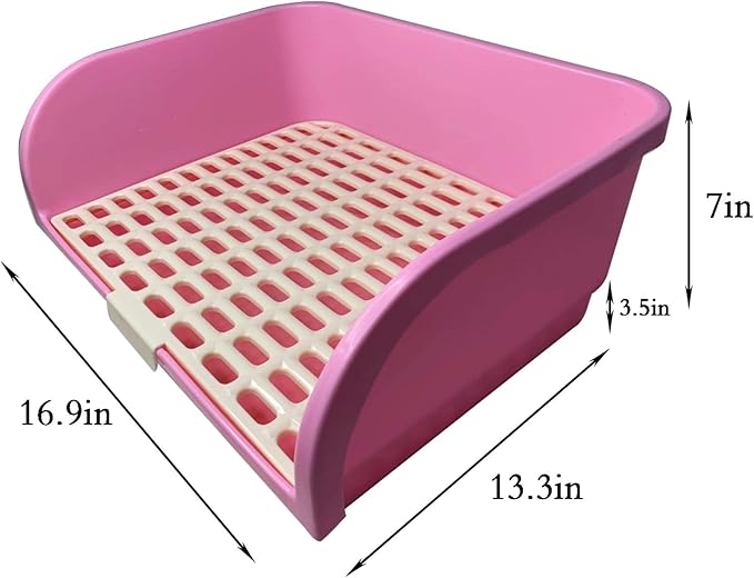 Hamiledyi Large Rabbit Litter Box Corner Bedding Box Chinchilla Toilet Trainer Square Potty Pet Pan for Adult Guinea Pig, Galesaur.Ferret and Other Animals