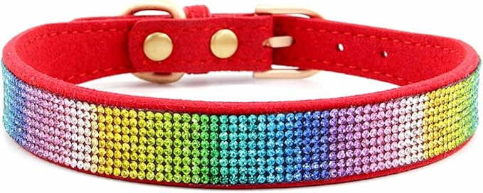 Cute Dog Collar with Bling Rhinestone, Fancy Crystal Diamond Glitter Pretty Jewel Soft Cat Collars for Small Medium Large Breed Dogs Girl Female Pet Puppy Kitten Terrier (XXS, Red3)