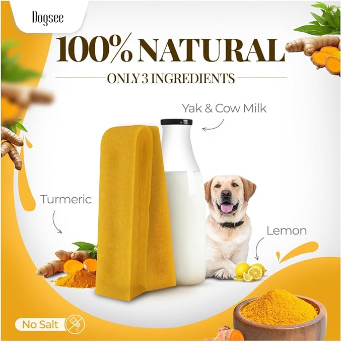 Dogsee Himalayan Yak Cheese with Turmeric 1lb (Small - 13 Pieces) | Rawhide-Free Treats for Small Dogs | Supports Joint Health | Improves Dental Health