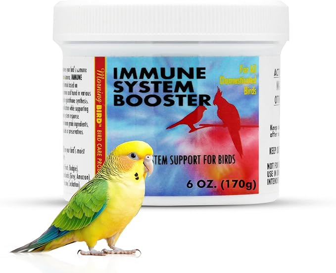 Morning Bird Immune System Booster 6 Oz - Energy Supplement for Birds – Natural Amino Acid Powder – Boosts Stamina, Cellular Health & Oxygen Use – Vitamin Powder for All Bird Species
