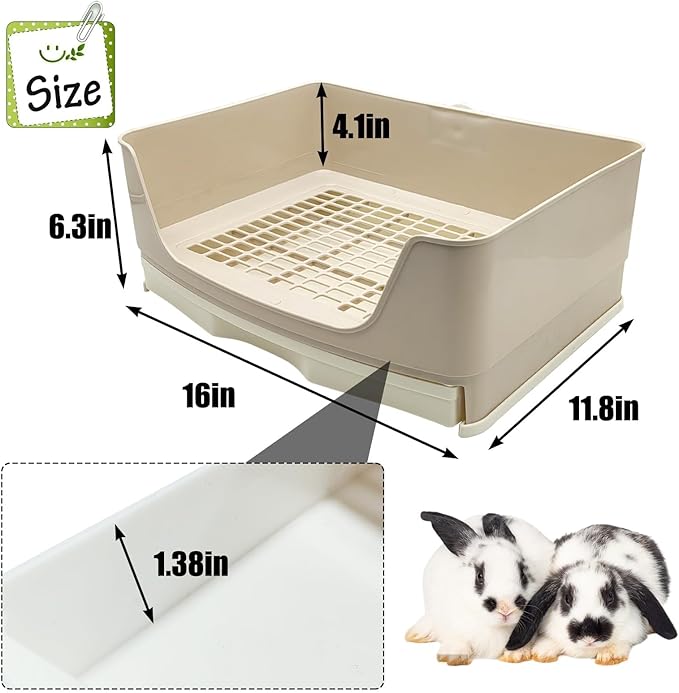 kathson Large Rabbit Litter Box Trainer, Potty Corner Toilet with Drawer Bigger Pet Pan for Adult Hamster, Guinea Pig, Ferret, Galesaur, Bunny and Other Animals (Brown)