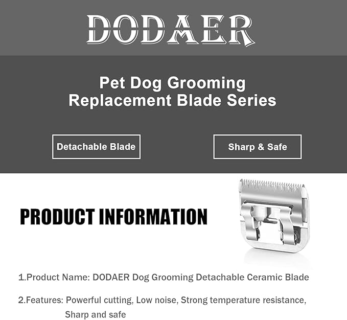 Size 40/30/10/7FC/5FC/4FC/3FC Detachable Pet Dog Grooming Clipper Ceramic Blades Set,Compatible with Andis,Oster A5,Wahl KM10 Series Clippers,Cut Length 1/100"(0.25mm) to 1/2"(13mm),7 Pack