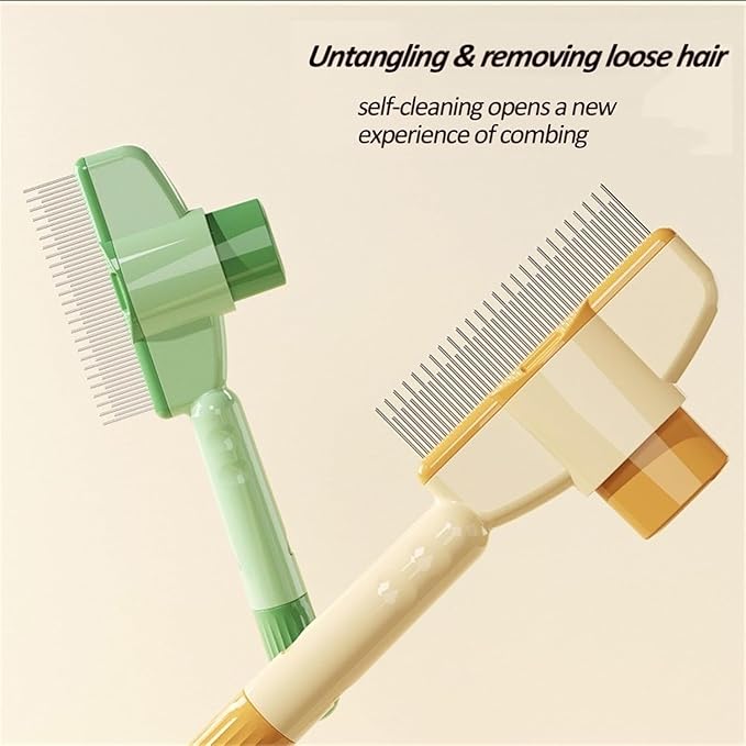Brush For Cats 2pcs Pet Cats Dogs Brush Comb Flea Comb, With Long & Short Stainless Steel Metal Teeth Cat Combs for Indoor,for Shedding And Tangles, Self-Cleaning Pet Comb Comfort And Safety (3)