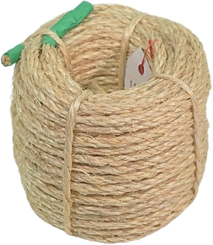 Premium Brazilian Sisal Rope, Natural Fiber 100% Sisal, Ultra Durable, Chemical-Free, Ideal for DIY, Cats, Scratching Post Replacement, Home Decor, Garden, Crafting (1/6” 50 ft / 4mm 15m)