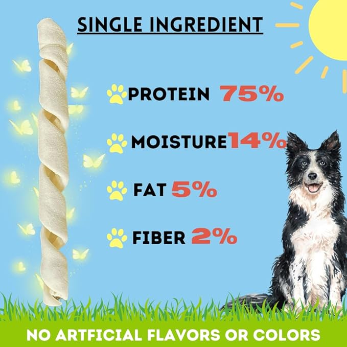 BULLYSTICKS & MORE 10-12 Inch Beef Cheek Springs for Dogs (5 Count) - Bully Springs Dog Chews - No Hide Bones