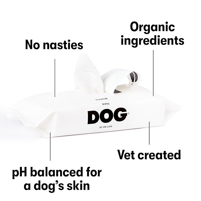 DOG by Dr. Lisa - Dog Wipes - Plant-Based, Natural Bathing Wipes for Dogs - Made from 100% Compostable Bamboo - Vet-Created - Vegan, Non-Toxic - 80 Count