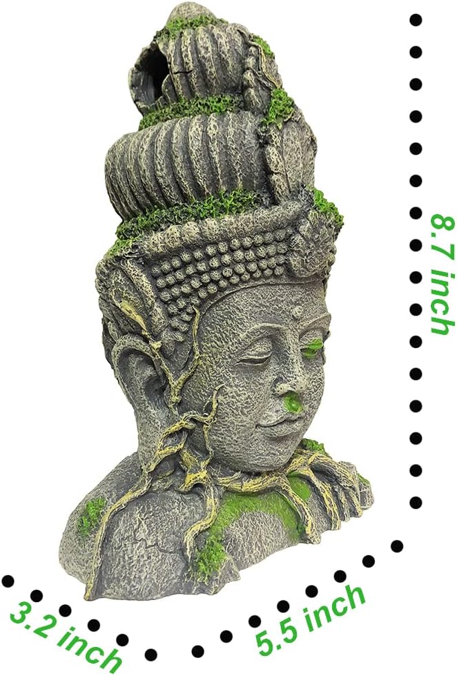 SLOCME Aquarium Buddha Head Statue Decorations - Aquarium Buddha Ornament Fish Tank Zen Decorations