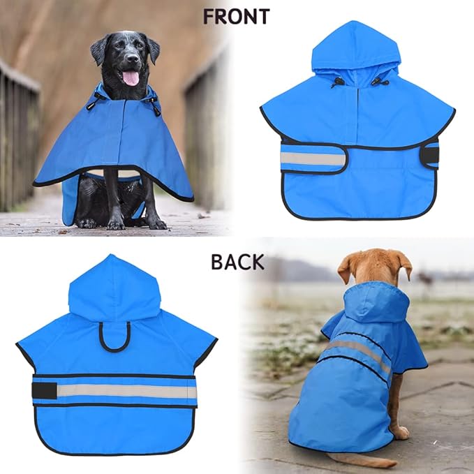 Candofly Dog Raincoat Hooded Poncho - Adjustable Waterproof Dog Rain Jacket Lightweight Reflective Dog Rain Coat Pet Slicker for Small Medium Large Dogs (X-Large, Sky Blue)