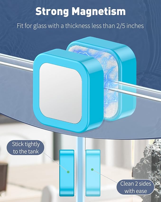 Pawfly Magnetic Aquarium Glass Cleaner Fish Tank Magnetic Brush with Mirror, 1.5 Inch Mini Fish Tank Glass Cleaner Cleaning Tool for 2/5 Inch Thick Aquarium up to 10 Gallons (Non-Floatable)