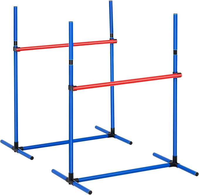 VEVOR 4 PCS Dog Agility Training Equipment with Adjustable Height Jump Bars & Reinforced Larger Jump Ring, Dog Agility Course Backyard Set with Carry Bag, Puppy Obstacle Course Kit for Indoor Outdoor