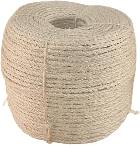Premium Brazilian Sisal Rope, Natural Fiber 100% Sisal, Ultra Durable, Chemical-Free, Ideal for DIY, Cats, Scratching Post Replacement, Home Decor, Garden, Crafting (1/5” 600 ft / 5mm 180m)