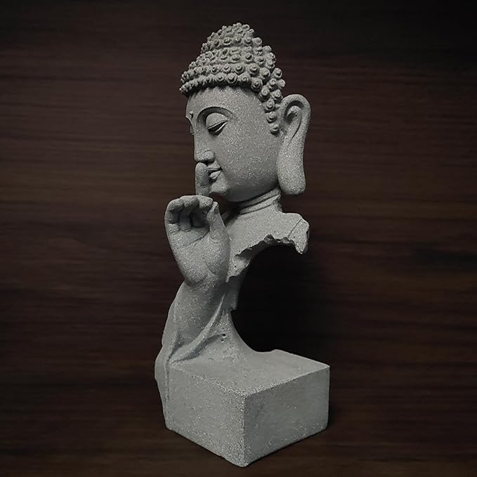 livelyfish Meditating Buddha Statue Zen Garden Statues Sandstone Thinker Buddha Sculpture Figurine for Fish Tank Aquarium Home Decorations, Gift (Medium)