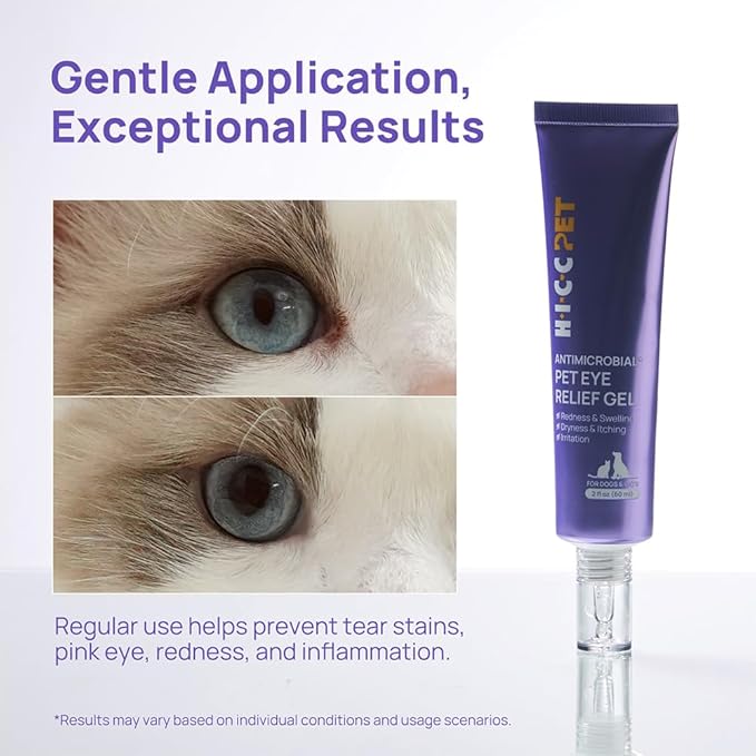 HICC PET Dog Eye Gel, Vet-Recommended Dog Eye Infection Treatment, Tear Stain Remover, Soothes Irritation, Moisturizes Dry Eyes, Pet Eye Drops Ointment Alternative for Dogs, Cats, Horses. 2 fl oz