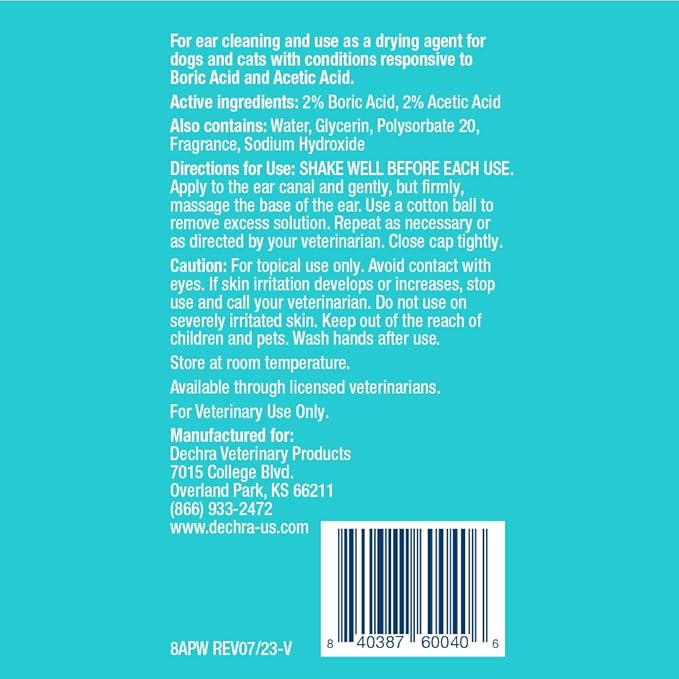 Malacetic Otic Cleanser for Dogs and Cats, 8 fl oz