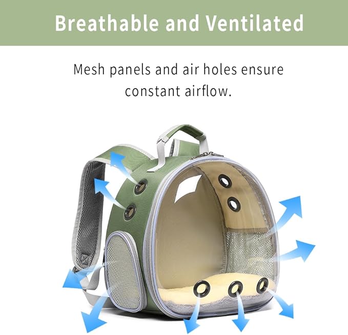 Bunny Carrier, Guinea Pig Carrier,Small Animal Carrier Backpack for Rabbit,Bearded Dragon, Lizard,Hamster,Kitten. Breathable Pet Travel Cage Bag (Army Green)