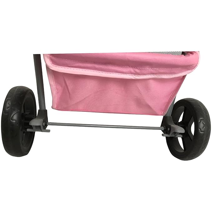 Critter Sitters 3-Wheel Jogging Dog Stroller with Storage Basket and Cup Holders, Modern and Stylish Pet Stroller for Medium Sized Animals up to 33 Pounds, Pink