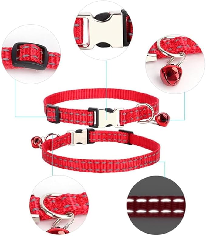 Teal Cat Collar with Bell, Reflective Nylon X-Small Puppy Collars Soft Adjustable Buckle for XXS XSmall Small Puppy Female Tiny Pets Dogs Boy Girl Kitten Yorkie Chihuahua XS