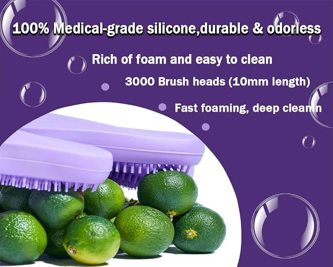 1 pairs Silicone Dishwashing & Pet Grooming Gloves - 2-in-1 Heat Resistant Gloves with High-Density Teeth, Enhanced Five Finger Design for Bathing, Cleaning Dishes, Cars, Dogs & Cats(Purple)
