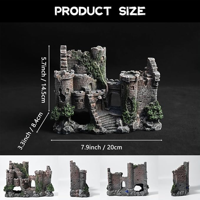 Aquarium Castle Fish Tank Bubbler Decorations for Aquatic Pets to Breed, Play and Rest