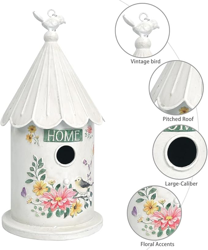 Metal Hanging Birdhouses for Outdoors Bird Houses for Outside Unique Bird Nest for Bluebird Wren Chickadee Sparrow Bird Nest Box for Garden Patio