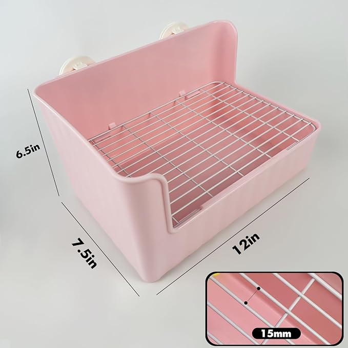 Large Rabbit Litter Box Bunny Potty Training Corner Litter Pan Comes with Liners Rabbit Pee Pads, Small Animal Bedding Toilet for Guinea Pig, Ferret, Hamster, Bunnies (Pink)