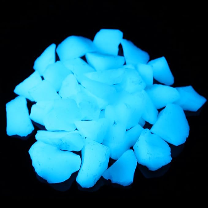 Shiny Stone Glow in The Dark Gravel Stones Rocks, Aquarium Gravel, Glow Rocks Stones,Decorative Rocks for Fish Tank Aquarium Garden Planter Landscape Decoration,280g/10oz (15-22mm, Sky Blue)