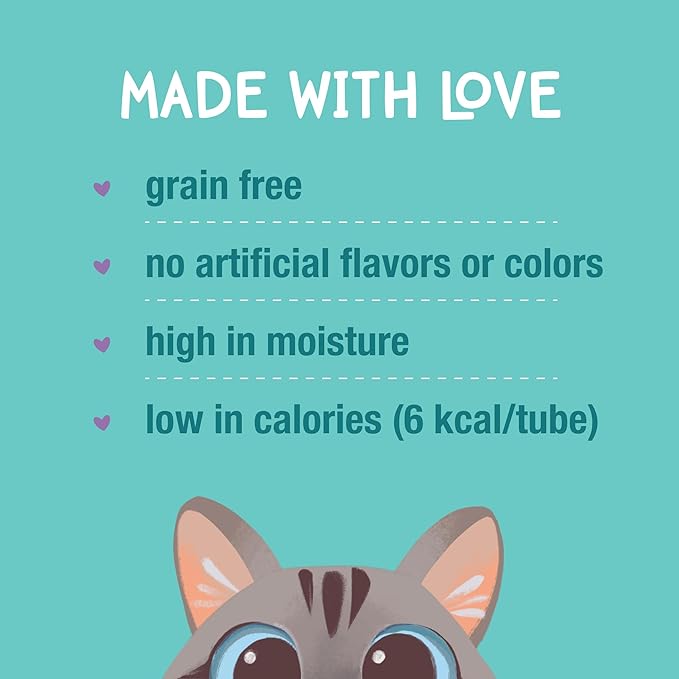 LOVE, NALA Lickable Cat Treats – Grain-Free Squeeze Up Mousse Puree for Cats – Natural, Tasty Wet Cat Treats – Chicken Flavor – 24-Pack