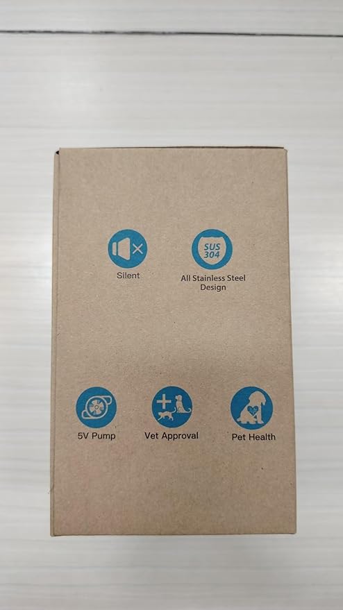 Cat Water Fountain Stainless Steel + 6 Filters + 3 Sponges - Pet Water Fountain 24/7 Keep The Water Fresh 74oz Capacity Ultra-Quiet No Sputter Compact Easy to Clean