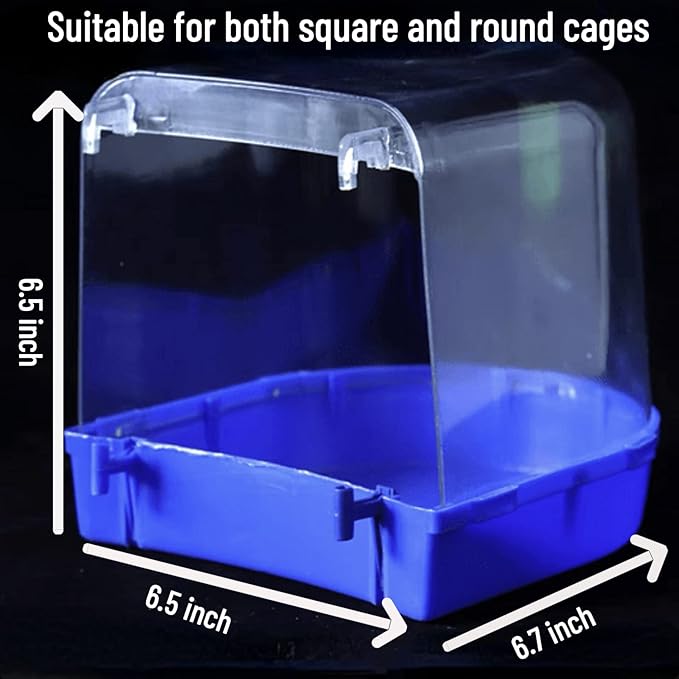 Bird Bath Cage, Cleaning Pet Supplies Bird Bathtub with Hanging Hooks Come with Free Water Injector for Parrots Spacious Parakeets Portable Shower for Most Birdcage Random Color (M)
