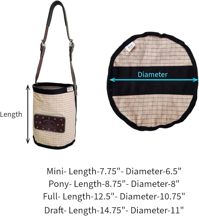 Derby Originals Ripstop 24 Oz Canvas Feed Bag with Padded Leather Crown Strap for Safety and No-Spill Flap Design