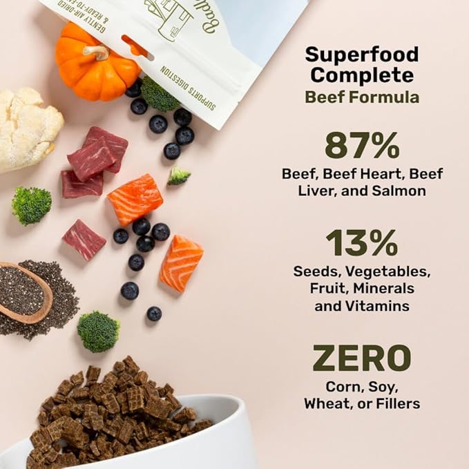 Superfood Complete, Air-Dried Adult Dog Food - High Protein, Zero Fillers, Superfood Nutrition by Katherine Heigl (11.5 oz., Beef Formula)