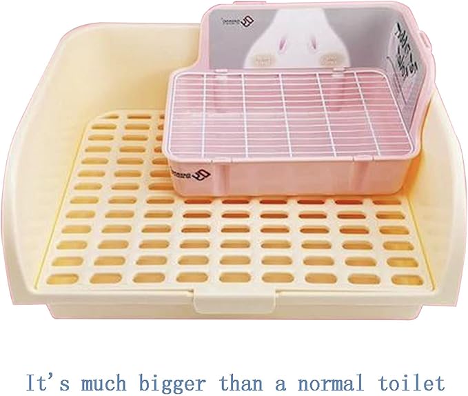 Hamiledyi Large Rabbit Litter Box Corner Bedding Box Chinchilla Toilet Trainer Square Potty Pet Pan for Adult Guinea Pig, Galesaur.Ferret and Other Animals (White)